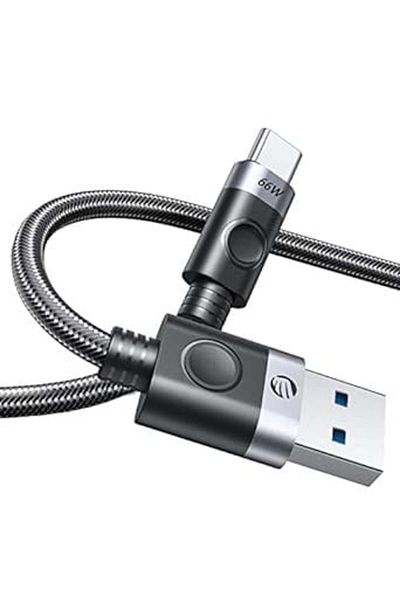 Orico 66w Usb A To C Cable Compatible With Ipad, Samsung, Pixel Etc., Nylon, Black/gray