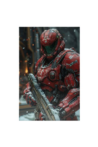 StoryGift Romania Canvas Print: Armed Red Robot Partner in Crime The Gate of the Unknown In Snow Painting
