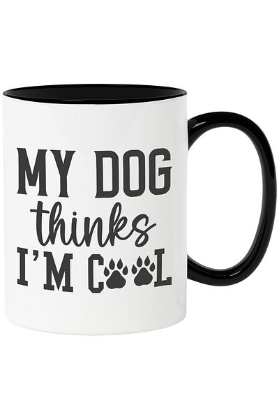 StoryGift Romania Mug for dog lovers with the message "My dog ​​thinks I'm a smart one" with, With