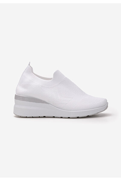 B T Shoes Bílé dámské tenisky na klínku Boka