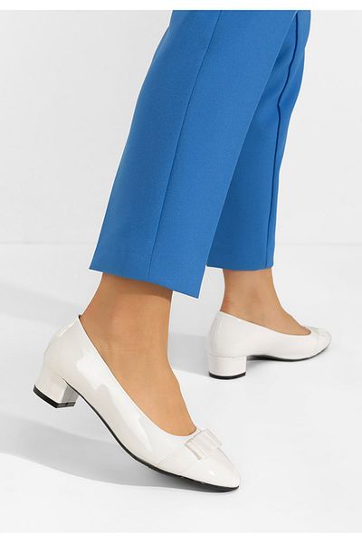 B T Shoes Jacki V4 White Low Heel Shoes