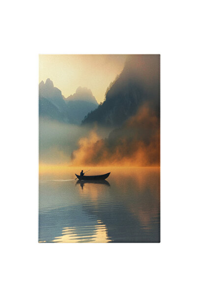 StoryGift Romania Tablou Canvas: Pădurea În Flăcări Și Omul Din Barcă Ce Refl...