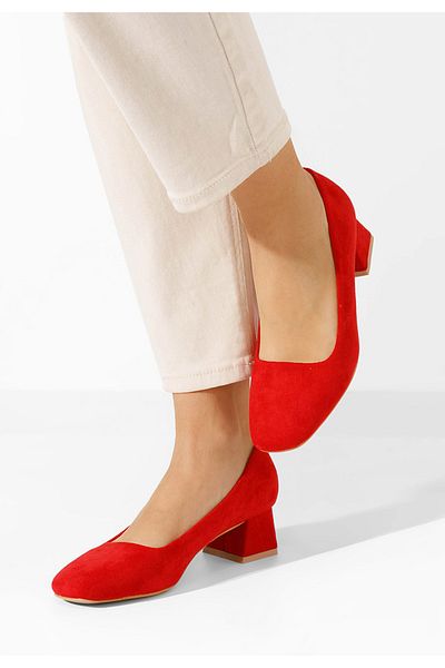 B T Shoes Arola Red Low Heel Shoes
