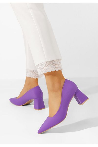 B T Shoes Pantofi Cu Toc Gros Calisie Mov