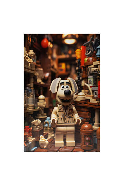 StoryGift Romania Tablou Canvas: Catelus Alb Figurina Lego Intr-un Atelier Fe...