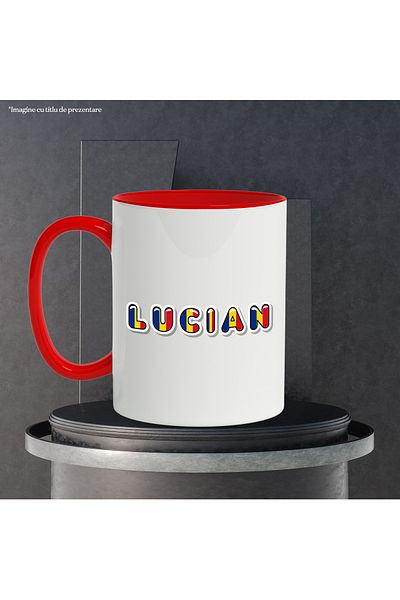 StoryGift Romania Mug With Name Lucian, Romania, Supporter, Romanian Flag, Patriot, 330ml, Wax, With, STG.