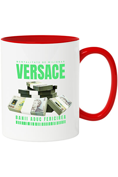 StoryGift Romania Cana __ - Banii Aduc Fericirea, 330ml, Ceramic Cu Maner Ros...