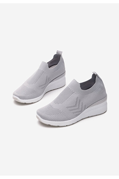 B T Shoes Šedé dámské tenisky na klínku Boka