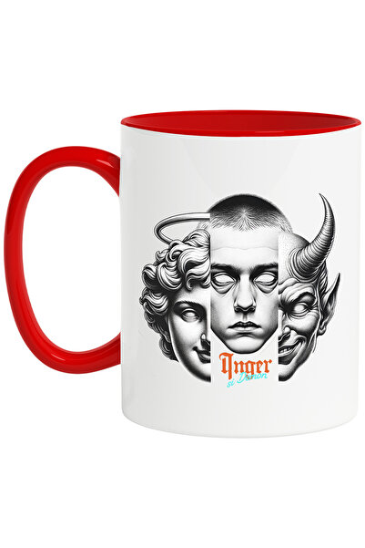 StoryGift Romania Cana Inger Si Demon, 330ml, Ceramic Cu Maner Rosu, Cu Maner...