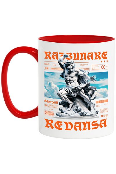 StoryGift Romania REVENGE AND REVENGE Mug, 330ml, Ceramic with Red Handle, With Red Handle STG, STG
