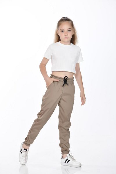Kamex Girl's Elastic Waist Pocket Burgaz Trousers