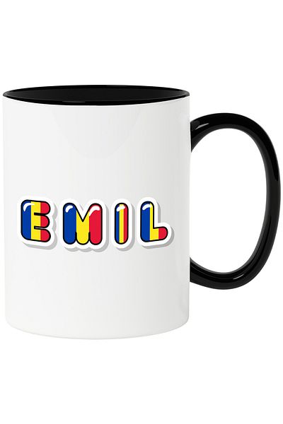 StoryGift Romania Mug With Name Emil, Romania, Supporter, Romanian Flag, Patriot, 330ml, Ceramics, With