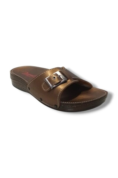 PARMİ Parmi 14701-25 Δερμάτινες Ανατομικές Γυναικείες Παντόφλες με Μονό Λουράκι