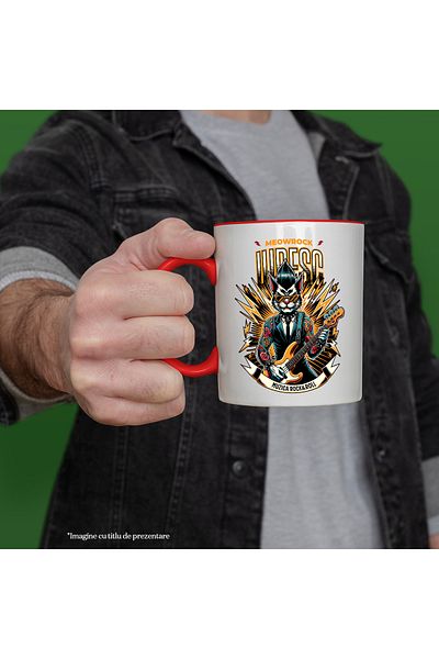 StoryGift Romania ROCK AND ROLL CAT MUG I LOVE MUSIC, CAT LOVERS PARTY, 330ml, C, Cu,STG.