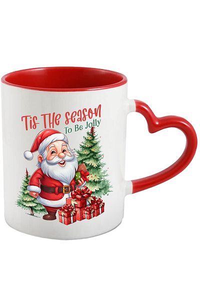 StoryGift Romania Santa Claus mug with the message "Tis the Season to be Jolly", Merry Christmas, il, Cu,STG