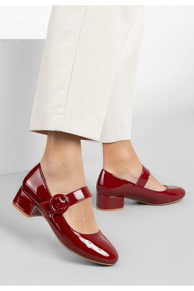 B T Shoes Adevana Red Low Heel Shoes