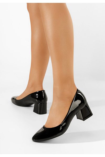 B T Shoes Pantofi Cu Toc Gros Lacuiti Marisol Negri