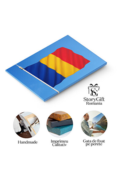 StoryGift Romania Tablou Canvas - Drapelul Romaniei Fluturand Mandru: Simbol National
