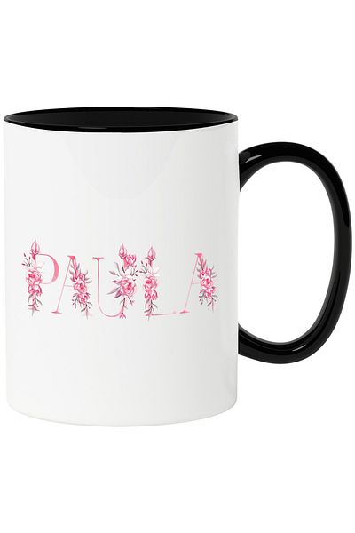 StoryGift Romania Mug With The Name Paula, Floral, Colorful, Creative, Beautiful, Unique, 330ml, Ceramic, With