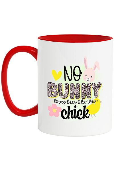 StoryGift Romania Mug with the message "No bunny loves beer like this chick", Happy Easter, illustration, With