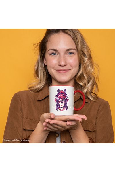 StoryGift Romania Mug With Message Geisha, Mask, Oni, Woman, Horns, Bow, Multicolor 330 ml, Wax, With ,STG