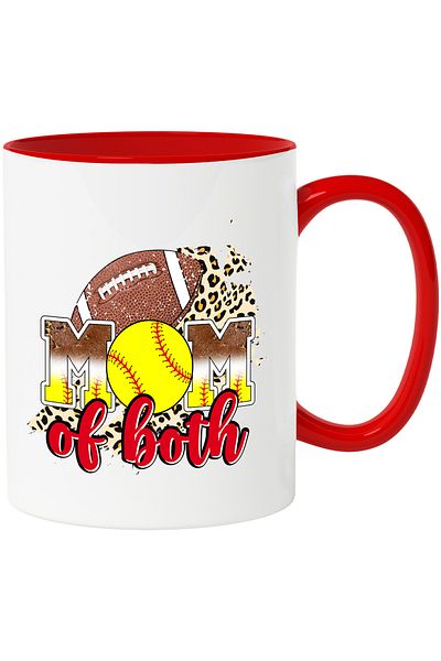 StoryGift Romania American football and baseball mug with the message "Mom of both", mother of, With
