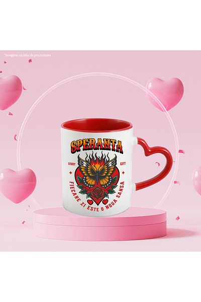 StoryGift Romania Butterfly Mug - Hope, Every Day Is a New Chance, 330ml, Ceramic with Handle, With,STG.