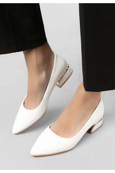 B T Shoes Pantofi Cu Toc Mic Bertesa Albi