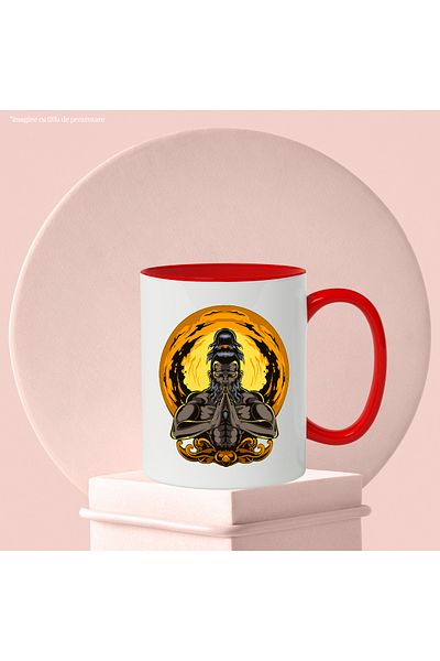 StoryGift Romania Mug With Man, Flames, Sphere, Muscle, Fantasy, Fighter, Multicolor 330 ml, Ce, Cu,STG