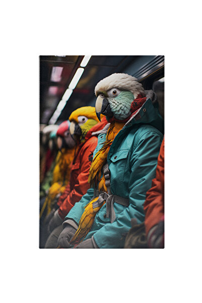 StoryGift Romania Tablou Canvas: Mosaic De Gânduri Halucinante Papagalii Așezați Pe Scaune Luminați Pictura Digit