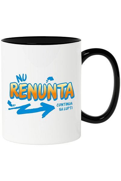 StoryGift Romania Mug Motivational Message In Romanian Text Don't Give Up Keep Fighting, 330ml, Sky, With