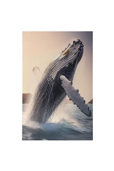 StoryGift Romania Tablou Canvas: Balena Fotografiata - Apa Mare Acvatic Pictura Digitala