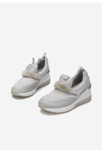 B T Shoes Šedé dámské tenisky na klínku Rubica