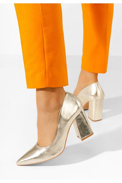 B T Shoes Pantofi Cu Toc Gros Nashia Aurii