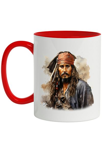 StoryGift Romania Mug With Jack Sparrow, Captain, Pirates of the Caribbean, Multicolor 330 ml, Ceramic, With