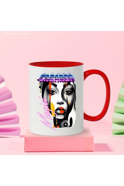 StoryGift Romania Mug With Message Creating Magic, Polka Dots, Woman, Face, Lips, Multicolor 330 ml, Sky, With ,STG