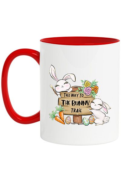 StoryGift Romania Cana Cu 2 Iepurasi Veseli Cu Mesajul "this Way To The Bunny Trail", Paste Ferici, Cu ,stg