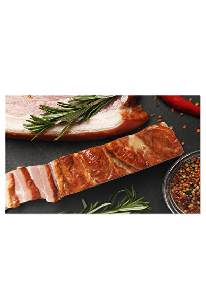 StoryGift Romania Tablou Canvas 90 x 60CM - Delicii afumate pe fundal negru, ...