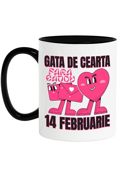StoryGift Romania Heart Mug Love Letters Funny Message Ready For A Fight Without A Valentine's Gift, With