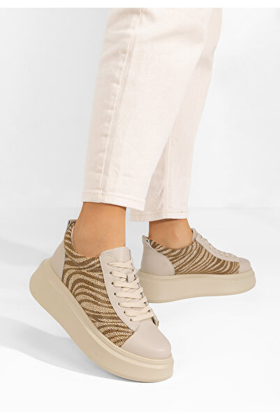 B T Shoes Béžové dámské tenisky na platformě Sherice