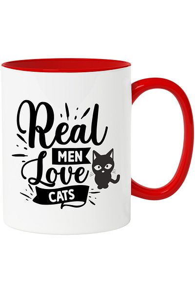 StoryGift Romania Mug with the message "Real men love cats" - real men love cats, With