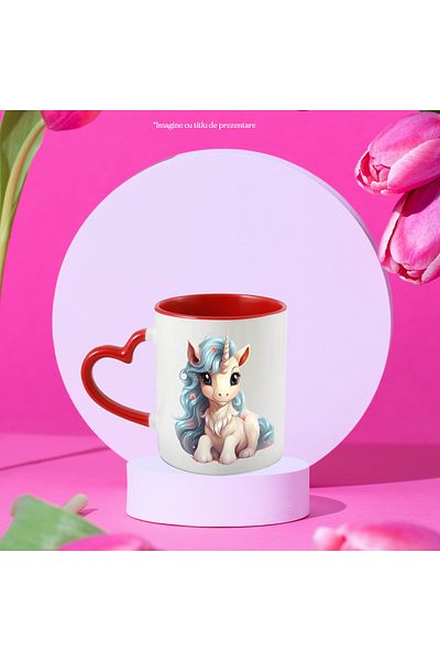 StoryGift Romania Mug with a cheerful unicorn | illustration | playful | long mane | popcorn | for, With, STG.