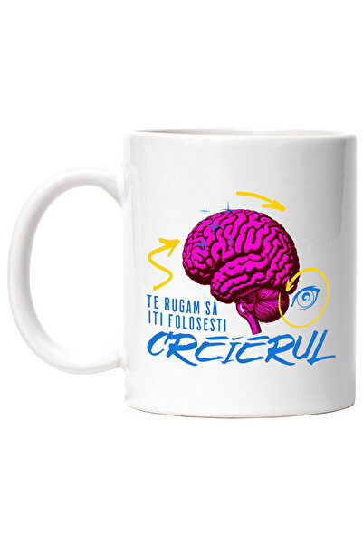 StoryGift Romania Cana Cu Creier Uman Colorat Sageti Ochii Vultur Text Gte Ru...