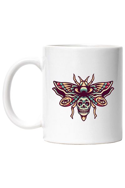 StoryGift Romania Cana Cu Insecta, Fluture, Craniu, Ochi, Aripi, Multicolor 330 Ml, Ceramica Cu Ma, Cu ,stg