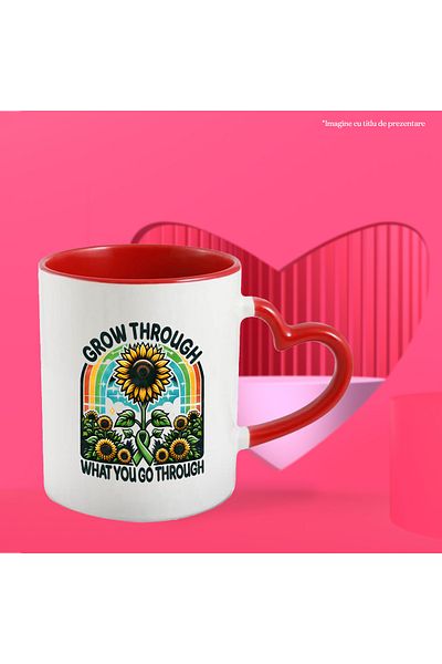 StoryGift Romania Mug with the message "Grow through what you go through", hippie style, culture, illus, With ,STG .