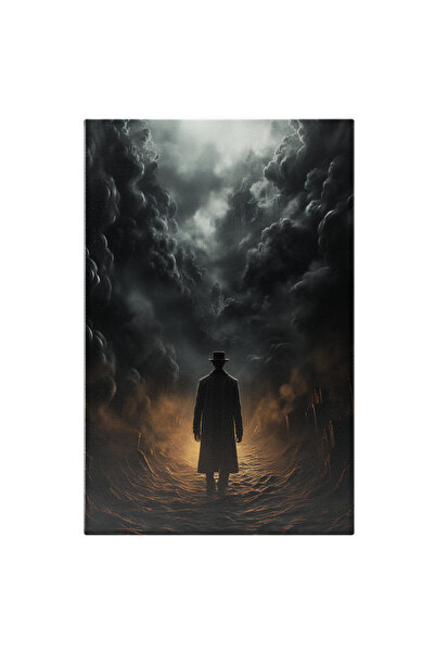 StoryGift Romania Tablou Canvas: Ilustratie Cu Un Om Mergand Singur Pe Un Dru...