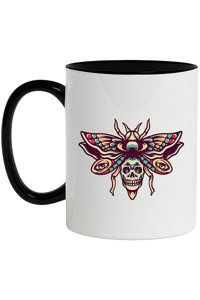 StoryGift Romania Cana Cu Insecta, Fluture, Craniu, Ochi, Aripi, Multicolor 330 Ml, Ceramica Cu Ma, Cu ,stg