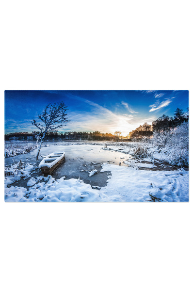 StoryGift Romania Tablou Canvas Peisaj De Iarna - Pescuit Sub Razele Soarelui...