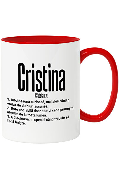StoryGift Romania Cana Cu Numele Cristina, Si Mesaj Amuzant, Curioasa, Sociab...