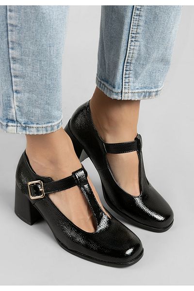B T Shoes Pantofi Cu Toc Mediu Vesita Negri